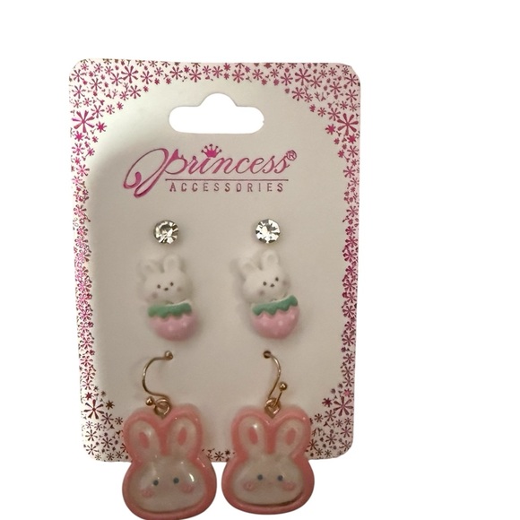 None Other - Pink Bunny Earrings